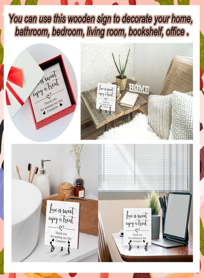 Zmyollo Romantic Wooden Sign With Stand, 'Love Is Sweet Enjoy A Treat' For Dessert Table, Perfect For Wedding, Bridal Shower, Anniversary & Valentine's Day Parties, B17 - Image 4